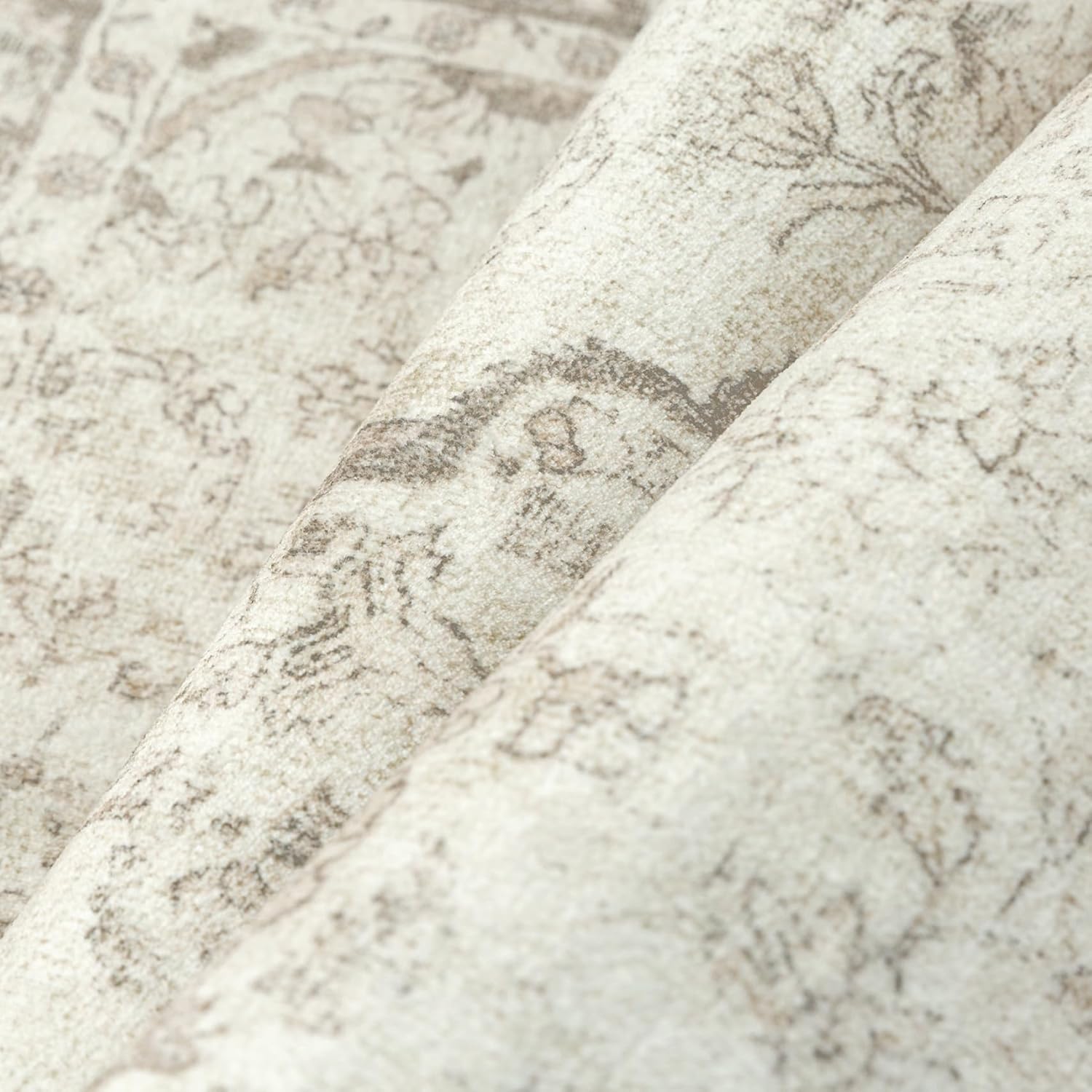 5x7 Area Rug Beige Washable Living Room Bedroom Carpet Vintage Distressed Non Slip Low Pile Thin Dining Room Home Office Nursery Medallion Accent Rug